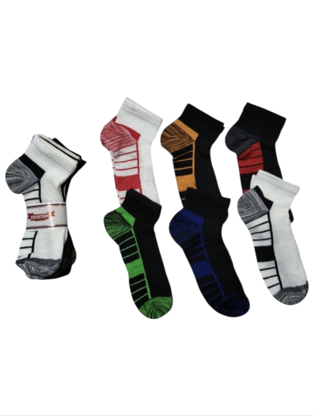 6 Pair Women's Athletic Ankle Socks Black White Cotton
